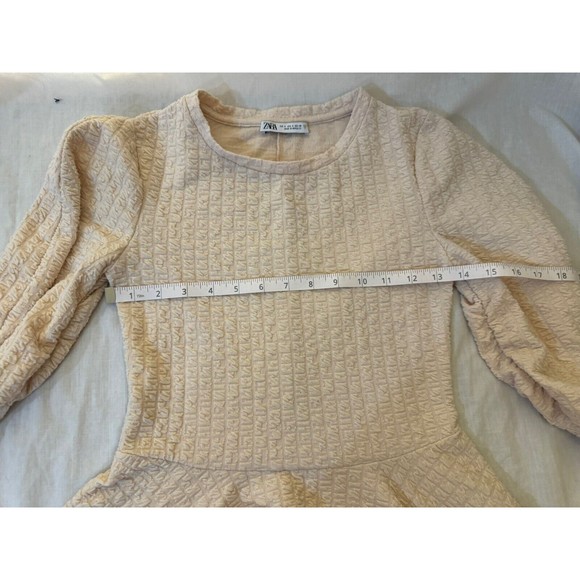 NWTOT ZARA Woman nude SWEATSHIRT Baloon  Sleeve Size S‎ textured 7114 new - Picture 9 of 10